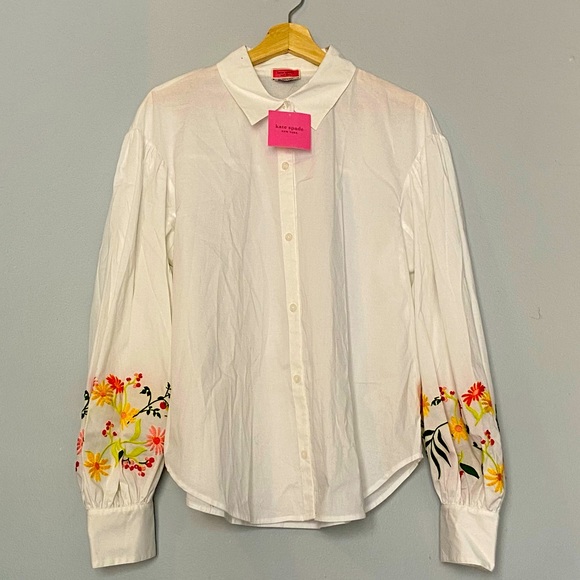 kate spade Tops - NWT Kate Spade floral embroidered button down blouse